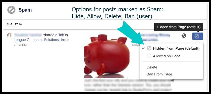 Take action on posts marked as Spam