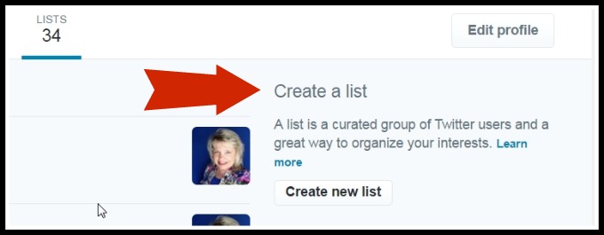 Create a Twitter List - step 2