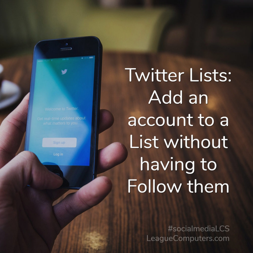 Twitter Tip - add account to list without following