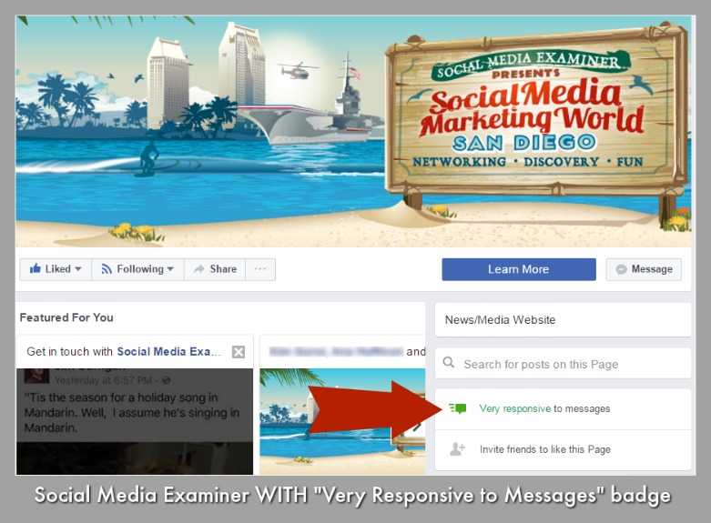 Social Media Examiner with Very Responsive to Messages Badge