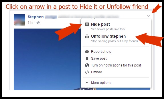 Facebook Tips: Hide posts and unfollow a friend