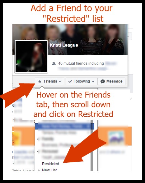 Facebook Tips: Add someone to the Restricted friend list