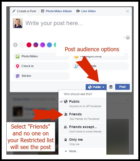 Facebook Tips: choose post audience choices